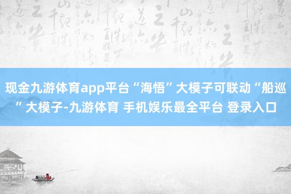 现金九游体育app平台“海悟”大模子可联动“船巡”大模子-九游体育 手机娱乐最全平台 登录入口